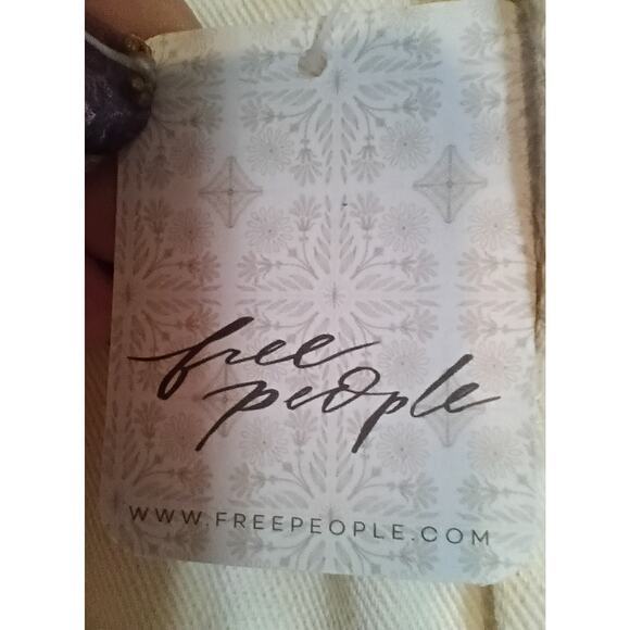 FREE PEOPLE Moon River Cream/Tan Buttonfly Jeans - Size M - NEW - Picture 3 of 4